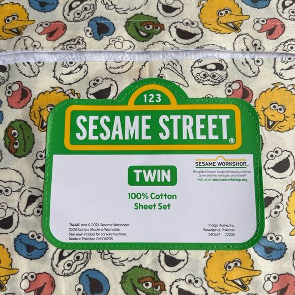 SESAME STREET Characters COTTON Twin Size Sheet Set (ELMO BERT ERNIE BIG BIRD) - Picture 3 of 4